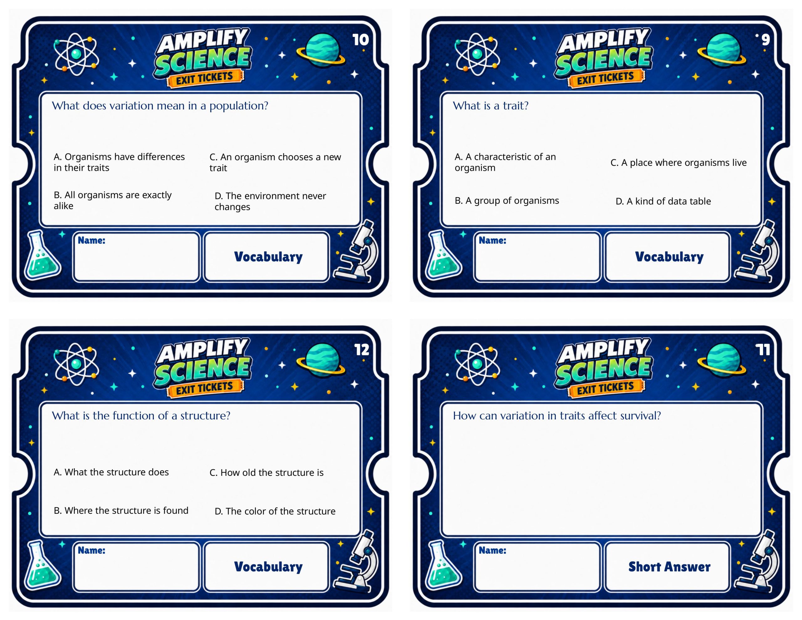 Grade 3 Environments and Survival Exit Tickets | 36 Quick Checks + Answers