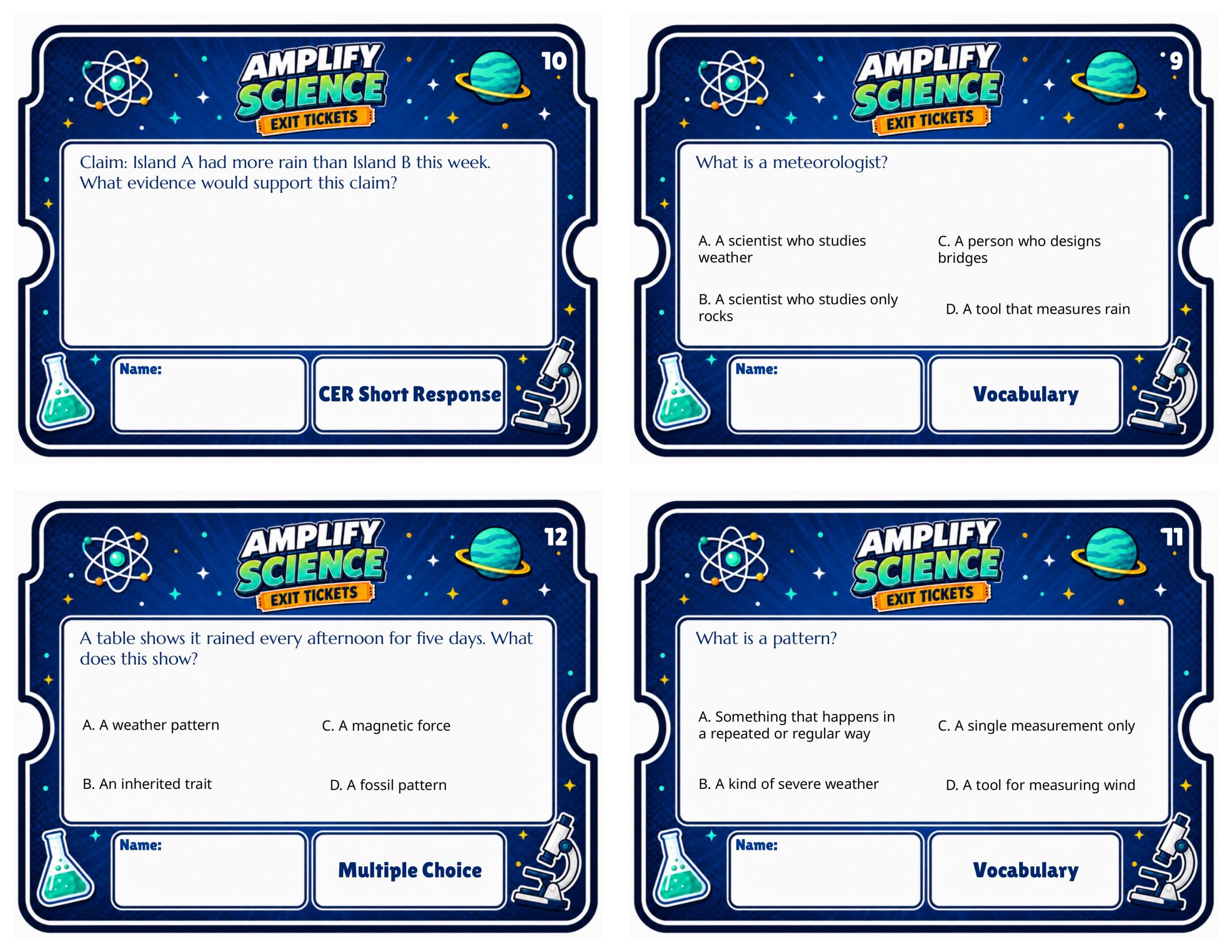 Grade 3 Weather and Climate Exit Tickets | 36 Quick Checks + Answers