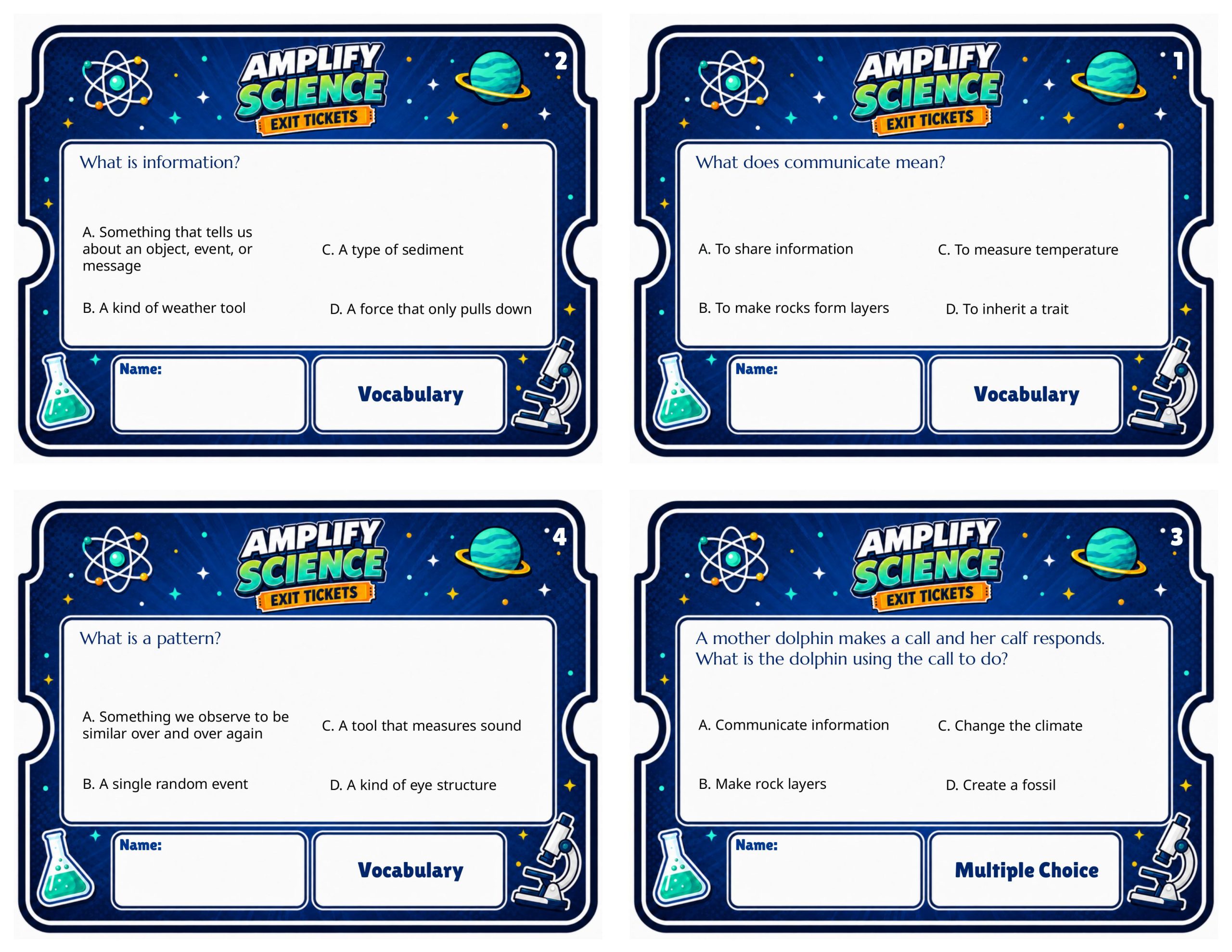 Grade 4 Waves, Energy, and Information Exit Tickets | 36 Quick Checks