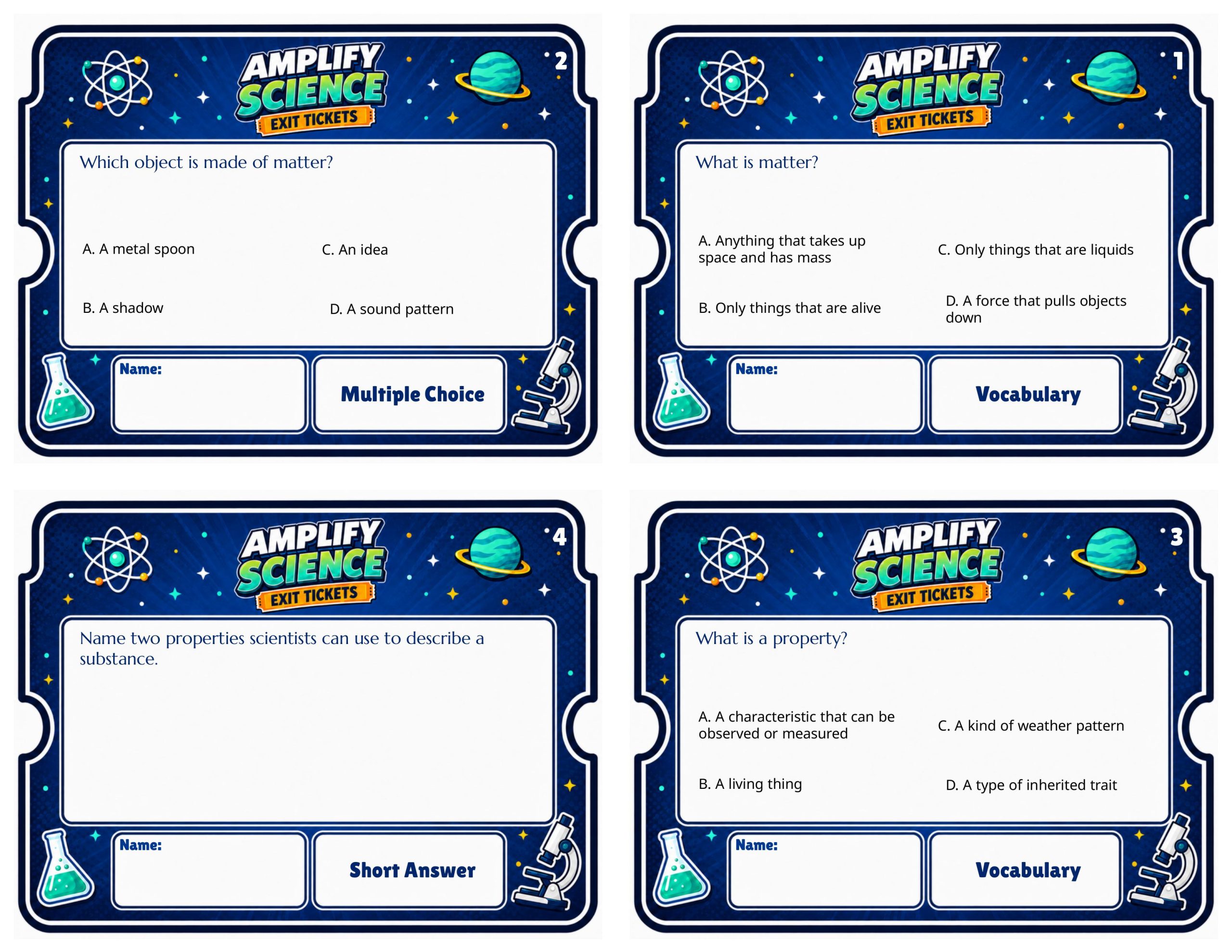 Grade 5 Modeling Matter Exit Tickets | 36 Quick Checks + Answers