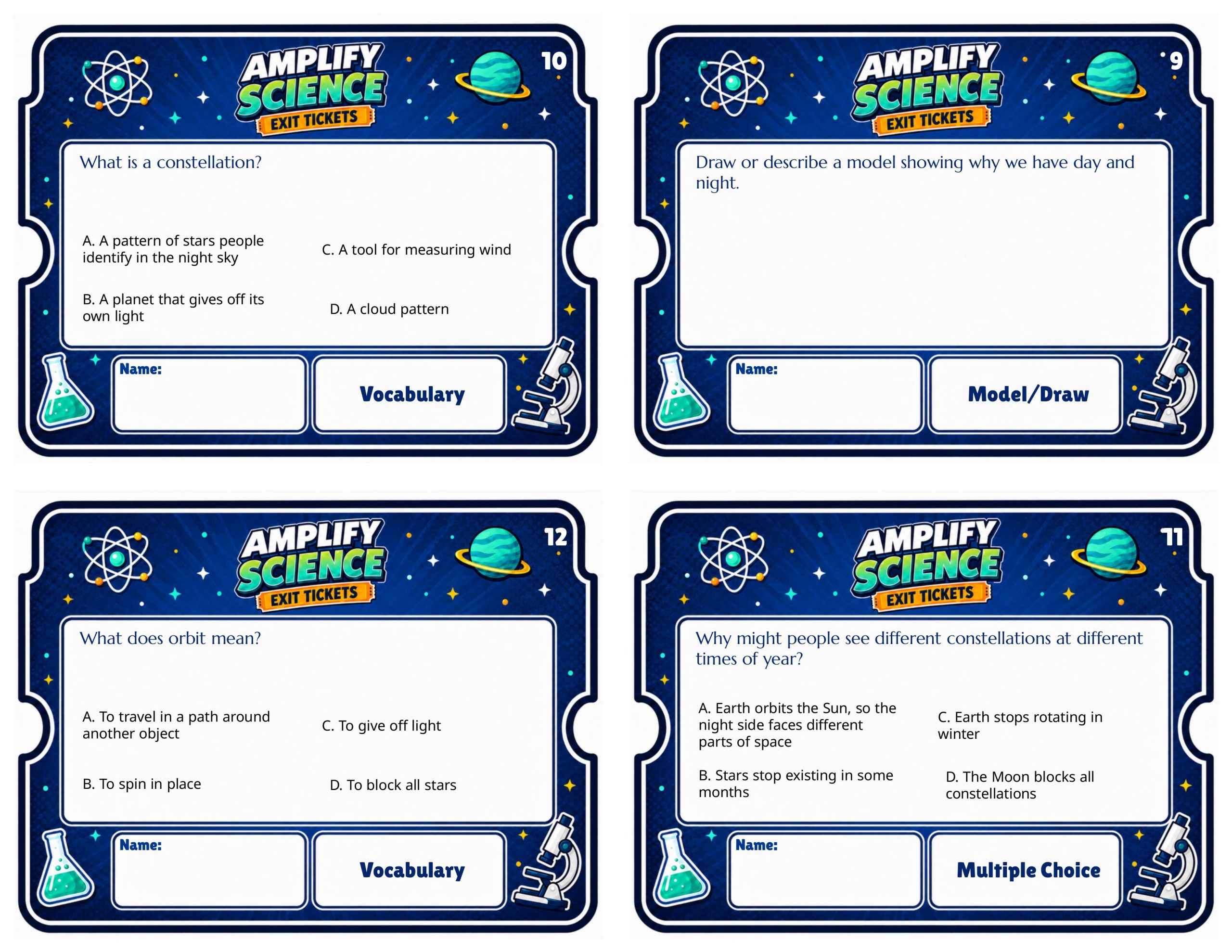 Grade 5 Patterns of Earth and Sky Exit Tickets | 36 Quick Checks + Answers