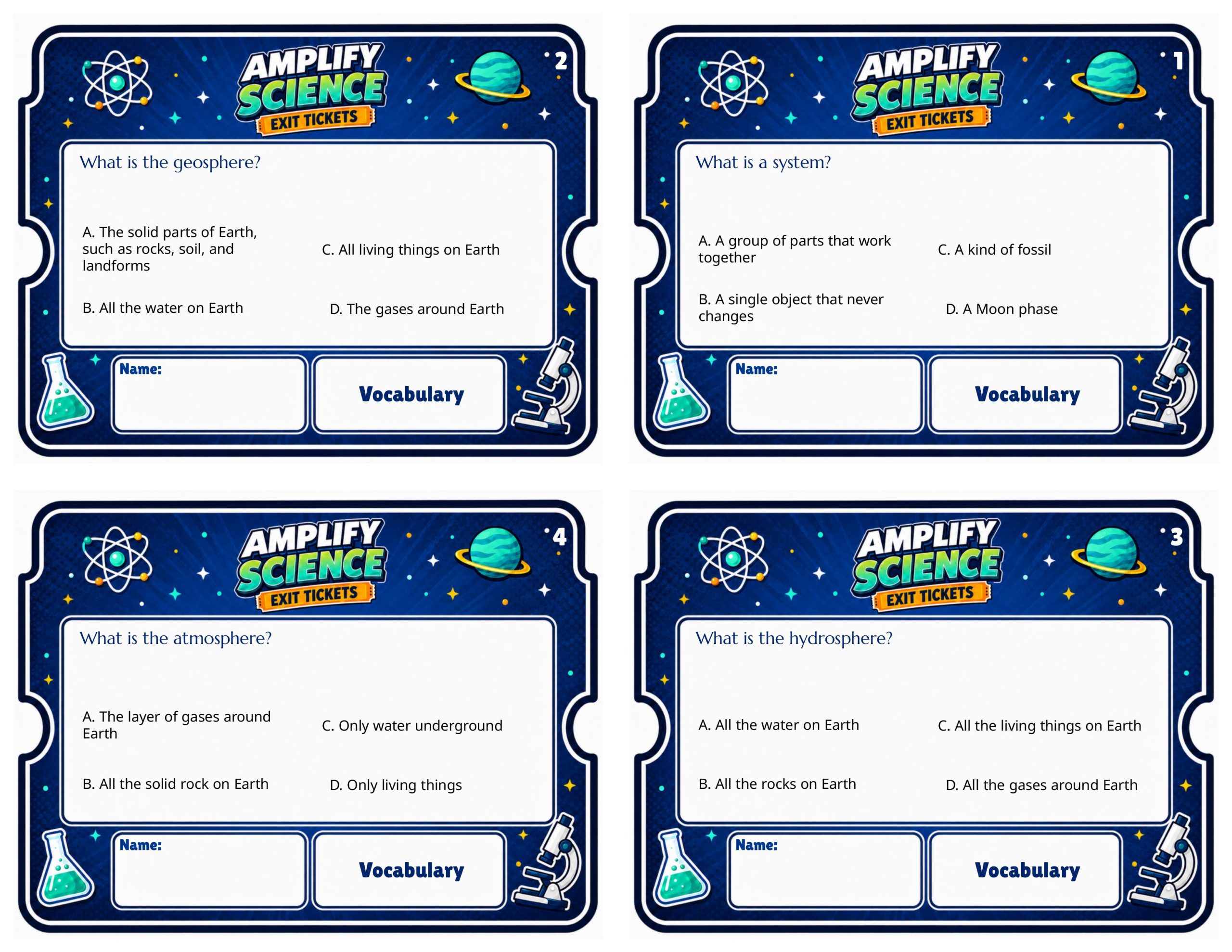 Grade 5 The Earth System Exit Tickets | 36 Quick Checks + Answers