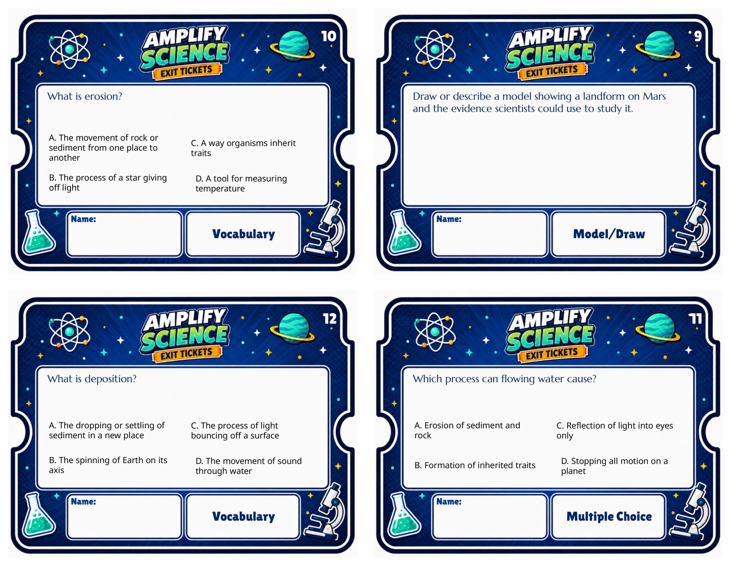 Grade 6 Geology on Mars Exit Tickets | 36 Quick Checks + Answers