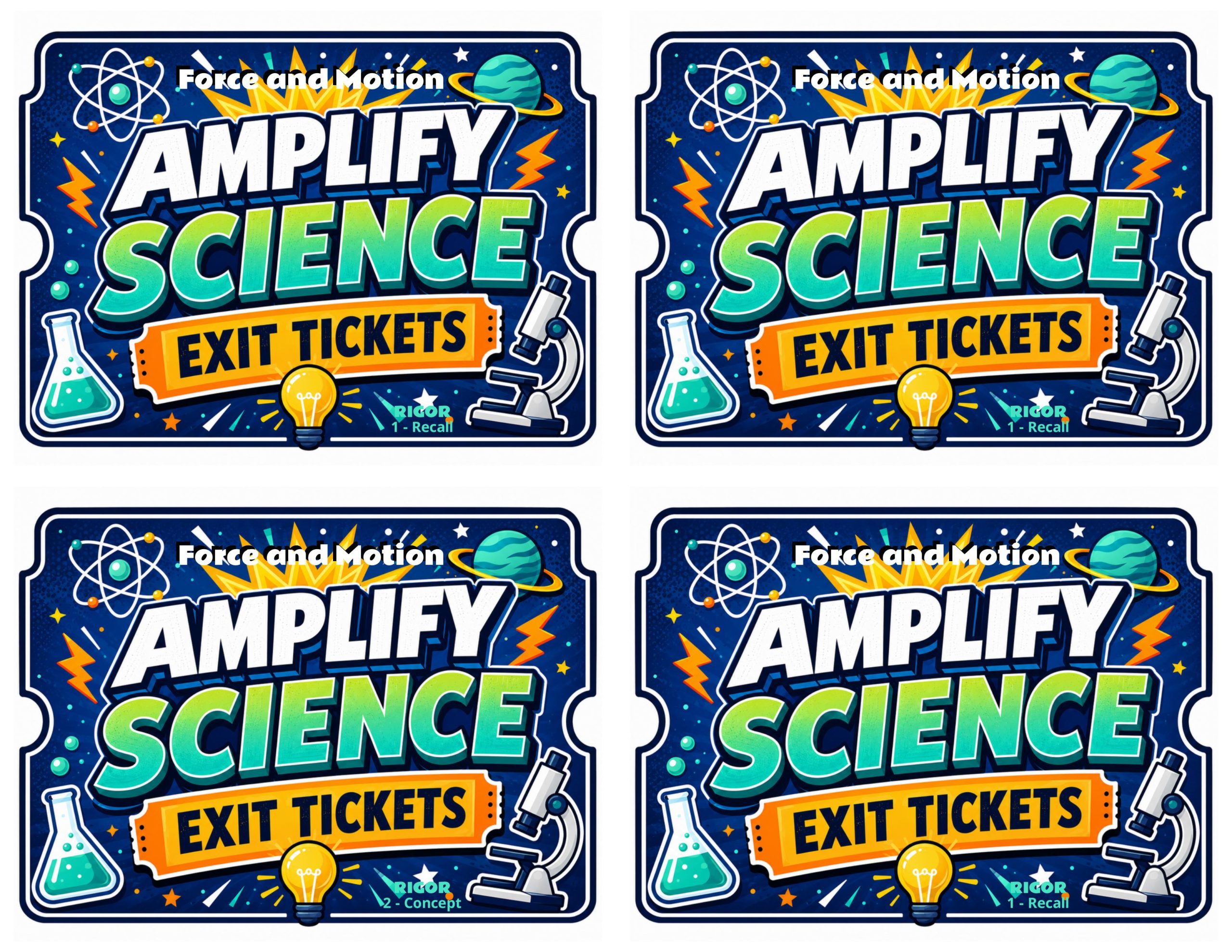 Grade 7 Force and Motion Exit Tickets | 36 Quick Checks + Answers