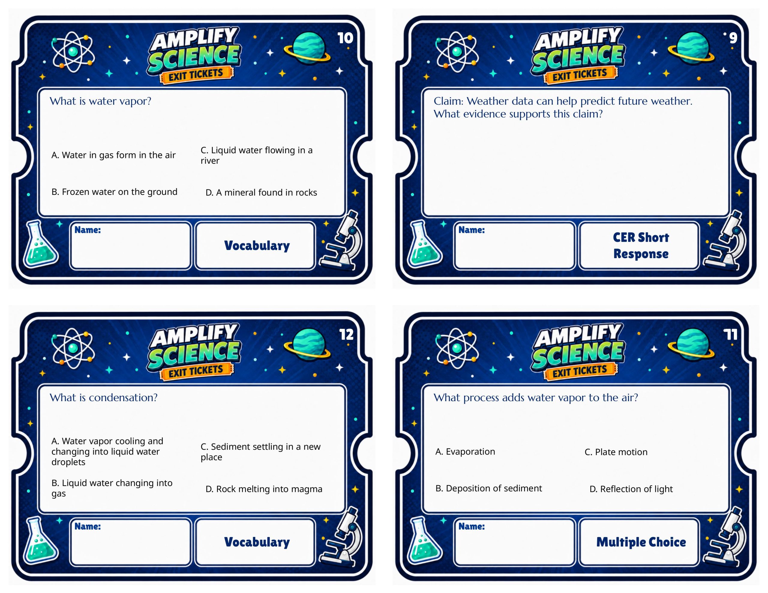 Grade 7 Weather Patterns Exit Tickets | 36 Quick Checks + Answers