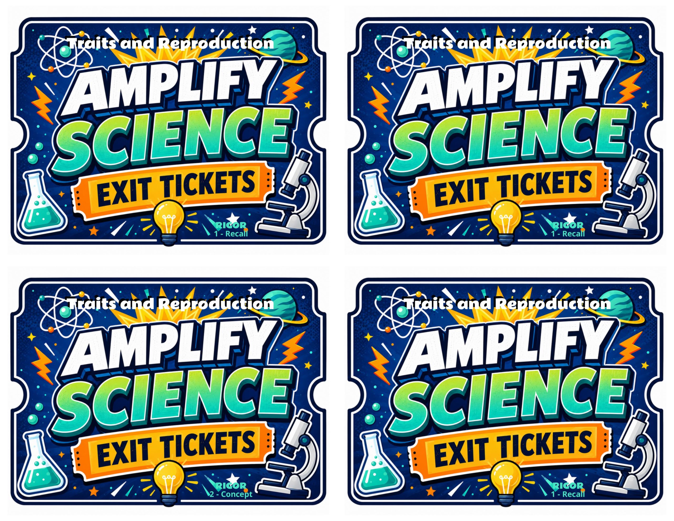 Grade 8 Traits and Reproduction Exit Tickets | 36 Quick Checks + Answers