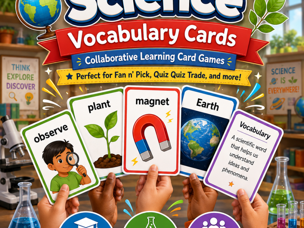 Grade 3 Science Vocabulary Cards | Balancing Forces | Force & Motion Vocabulary