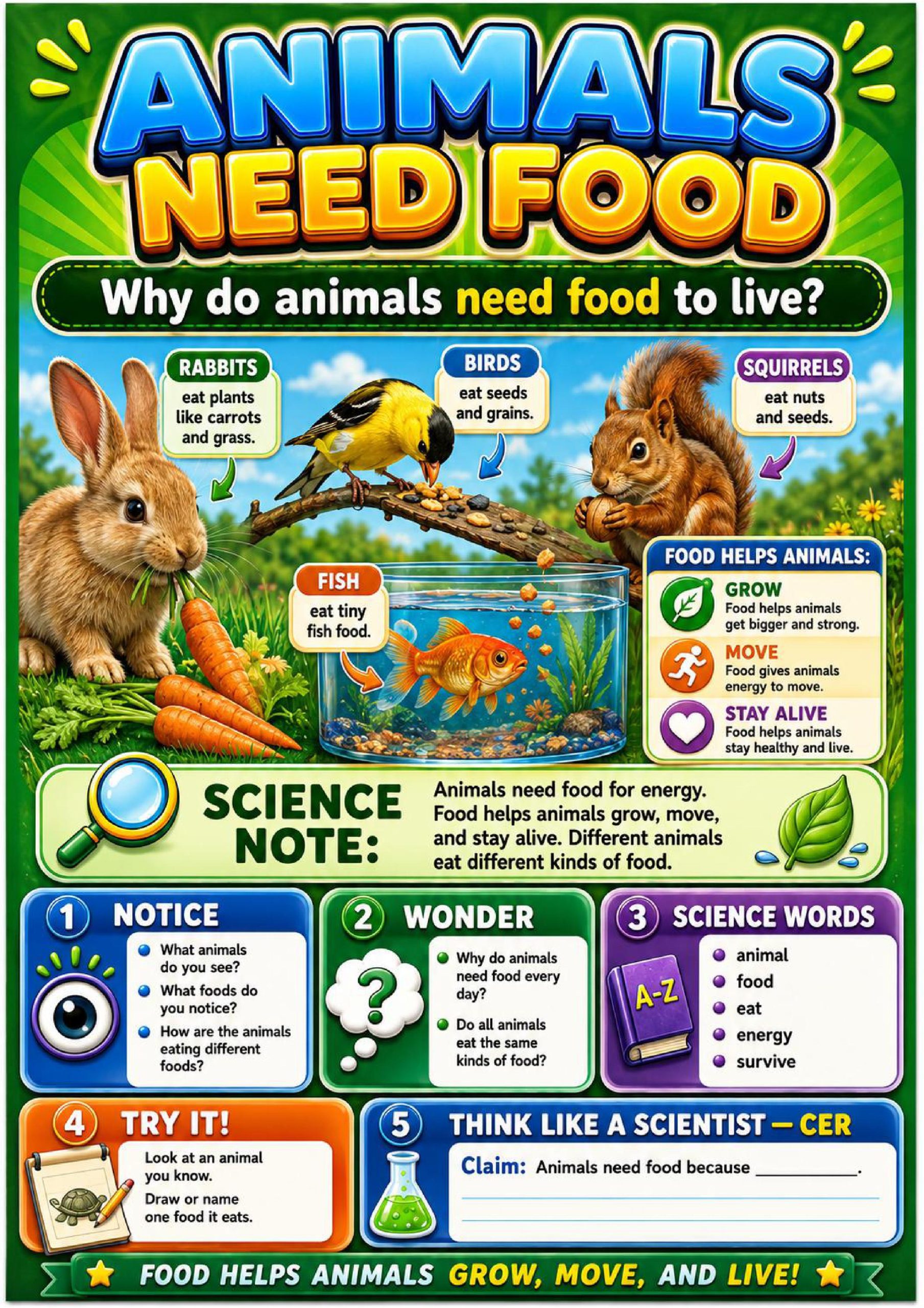 Animals Need Food Science Concept Posters cover