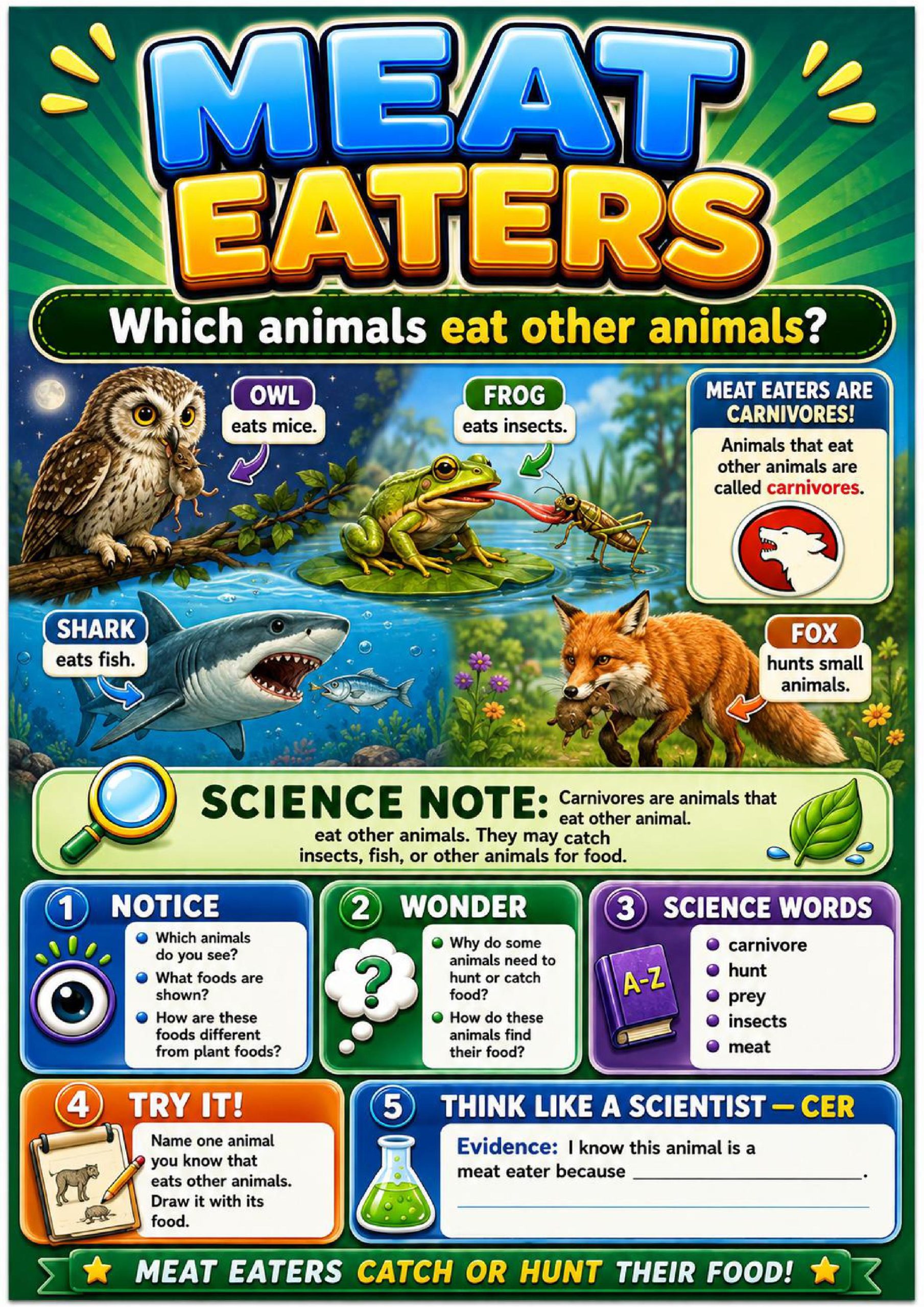 Animals Need Food Science Concept Posters