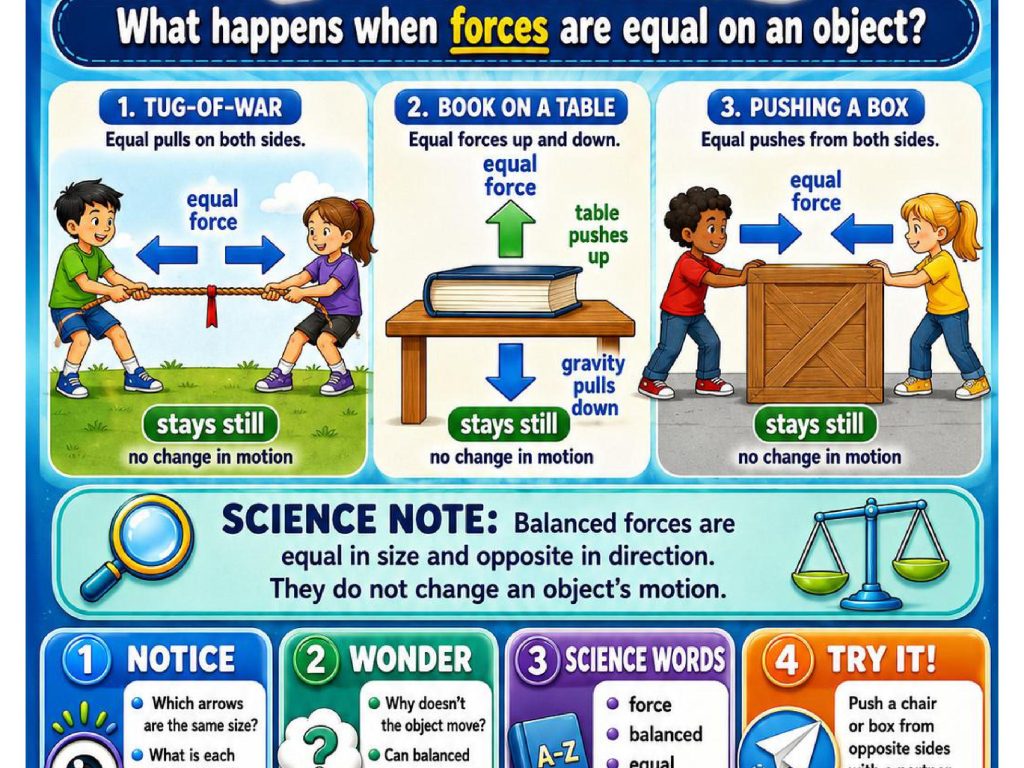 Balanced and Unbalanced Forces Science Concept Posters