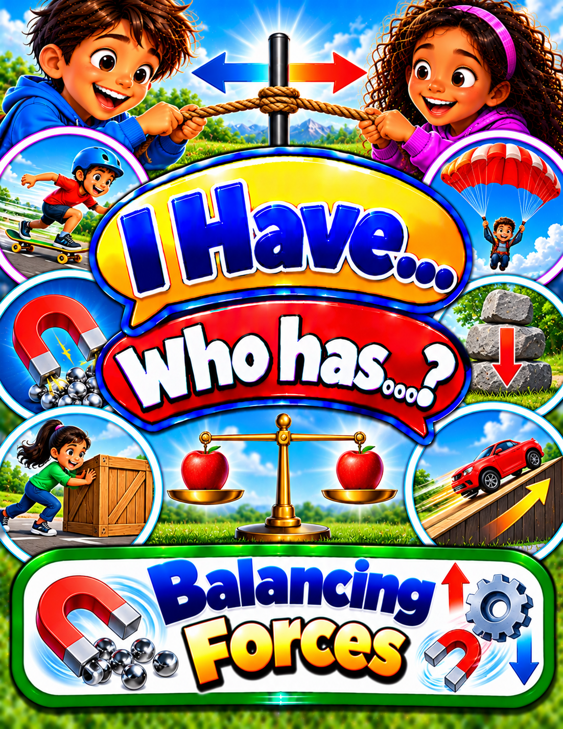 I Have... Who Has...? – Balancing Forces | 4 Interactive Science Review Games – 100 Cards cover