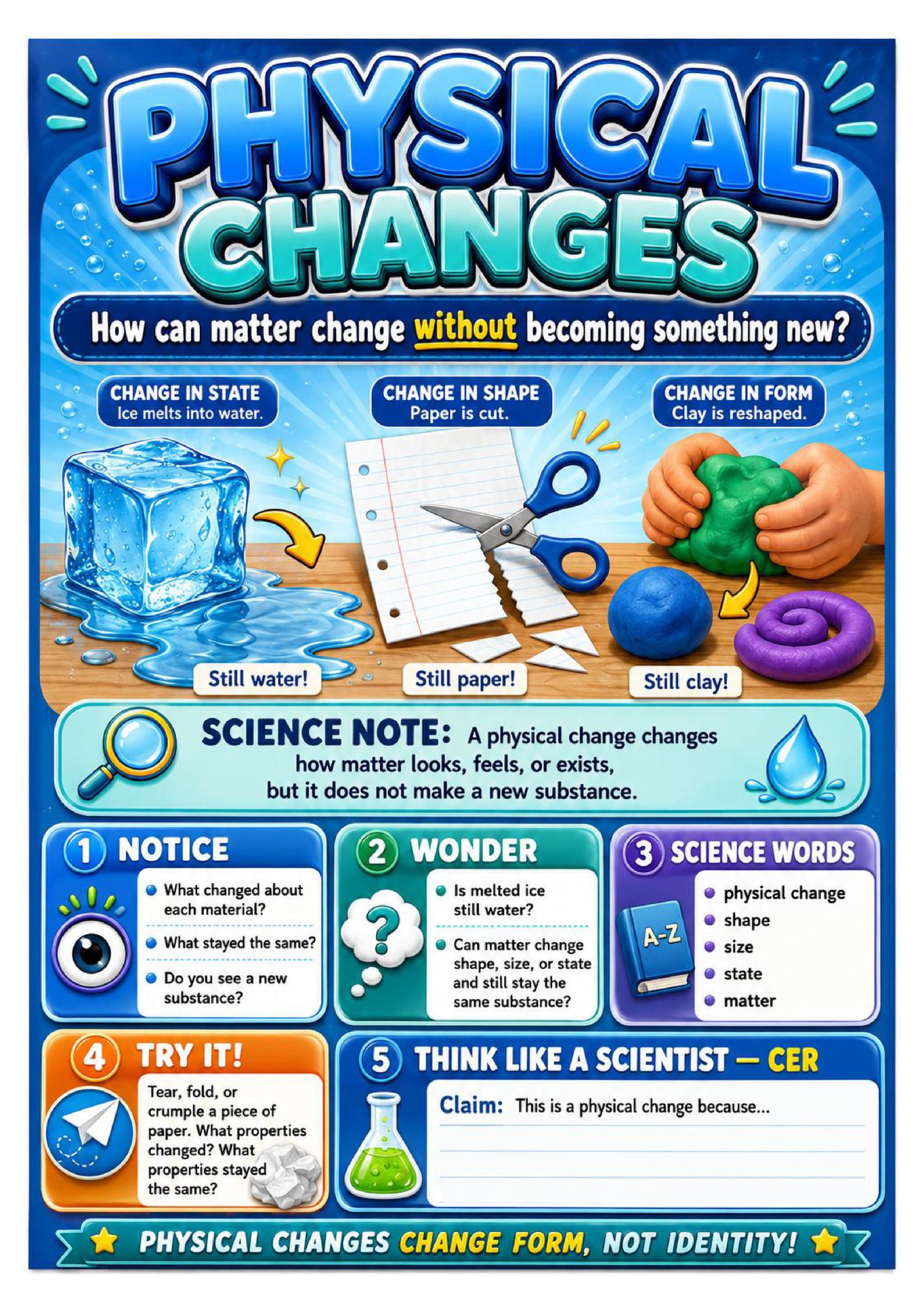Chemical Versus Physical Change Science Concept Posters