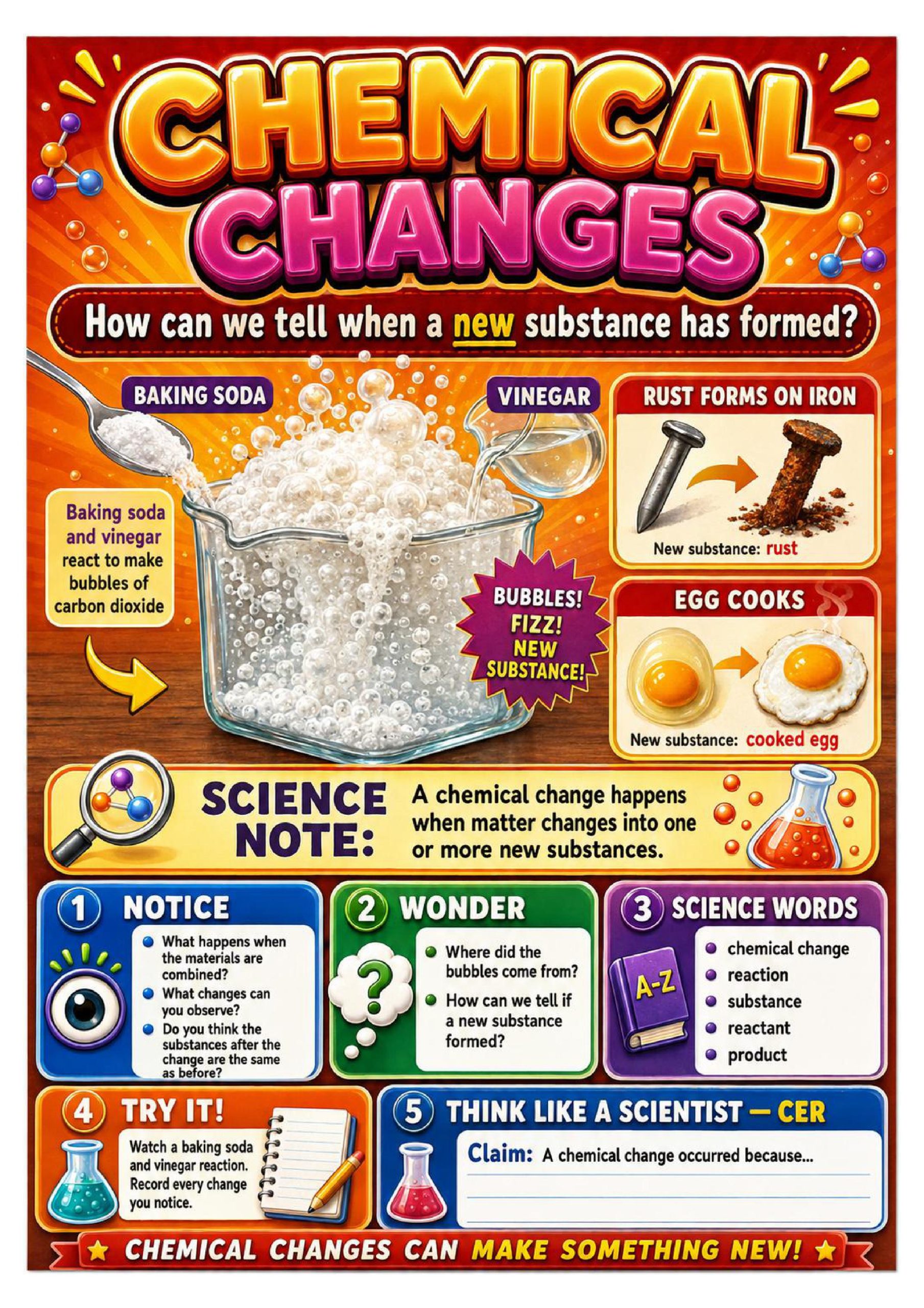 Chemical Versus Physical Change Science Concept Posters cover