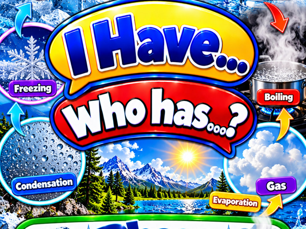 I Have... Who Has...? – Phase Change | 4 Interactive Science Review Games – 100 Cards