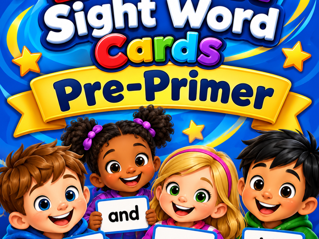 Dolch Sight Word Cards – Pre-Primer | Preschool and Kindergarten Reading Flashcards