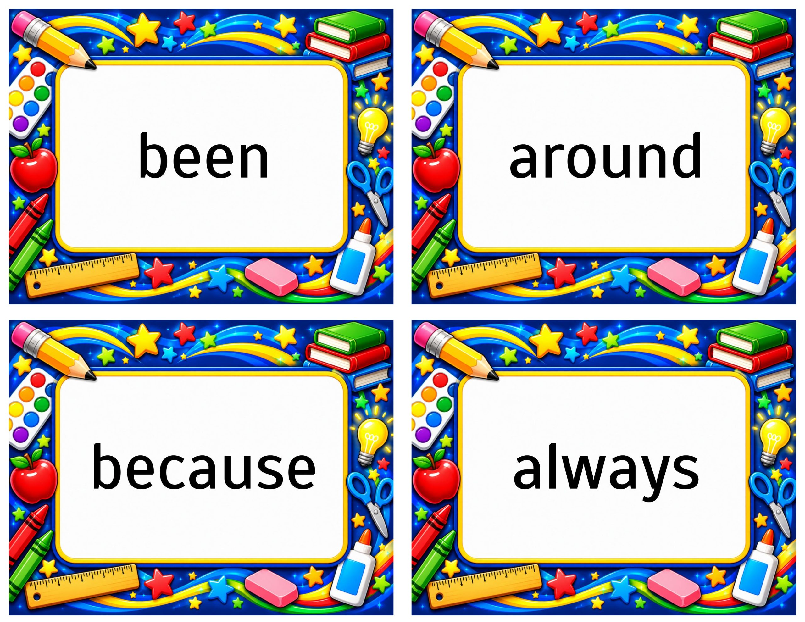 Dolch Sight Word Cards – Second Grade | Sight Word Fluency and High-Frequency Word Practice