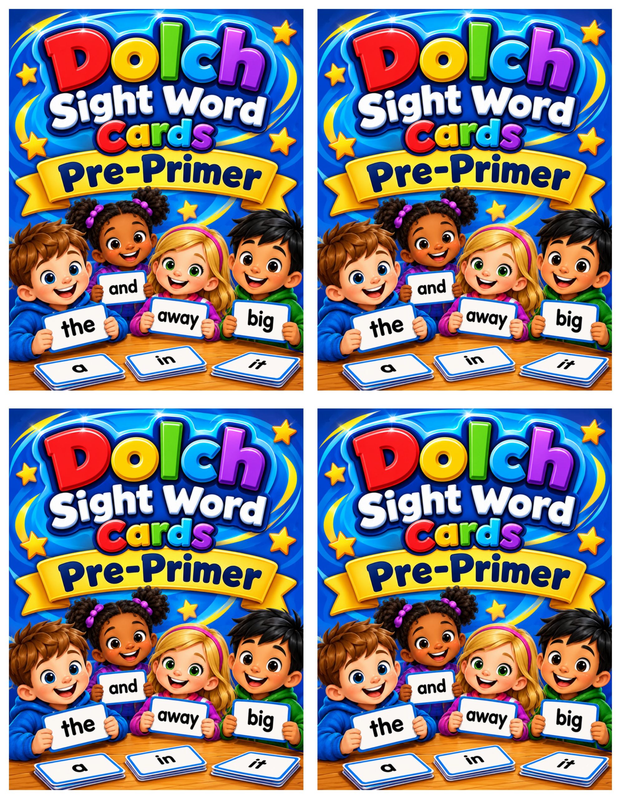 Dolch Sight Word Cards – Pre-Primer | Preschool and Kindergarten Reading Flashcards