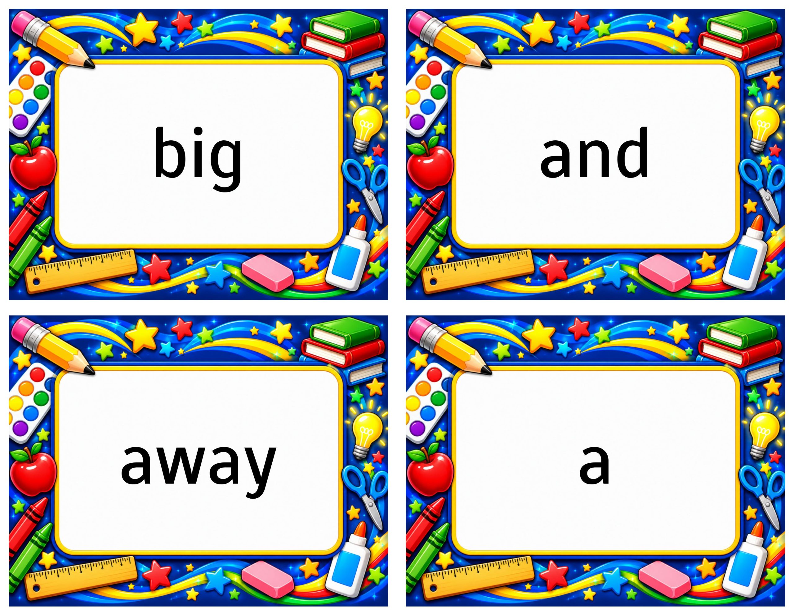 Dolch Sight Word Cards – Pre-Primer | Preschool and Kindergarten Reading Flashcards