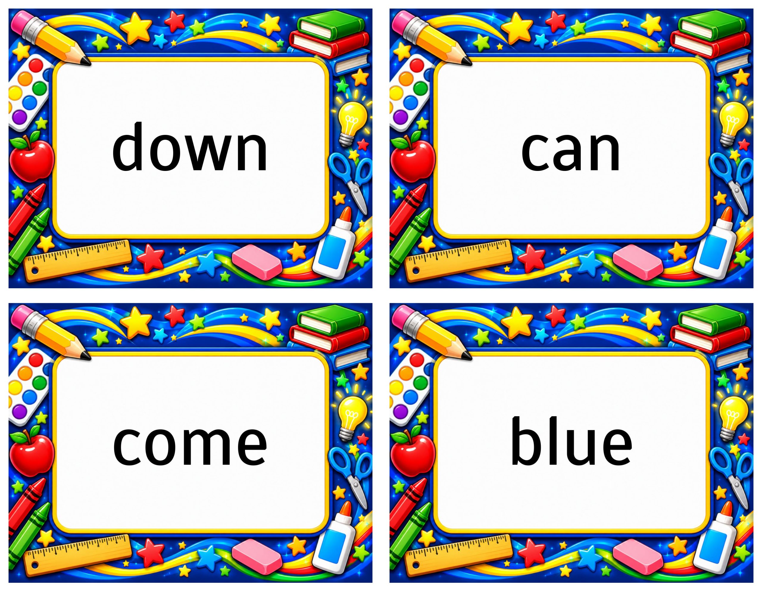 Dolch Sight Word Cards – Pre-Primer | Preschool and Kindergarten Reading Flashcards