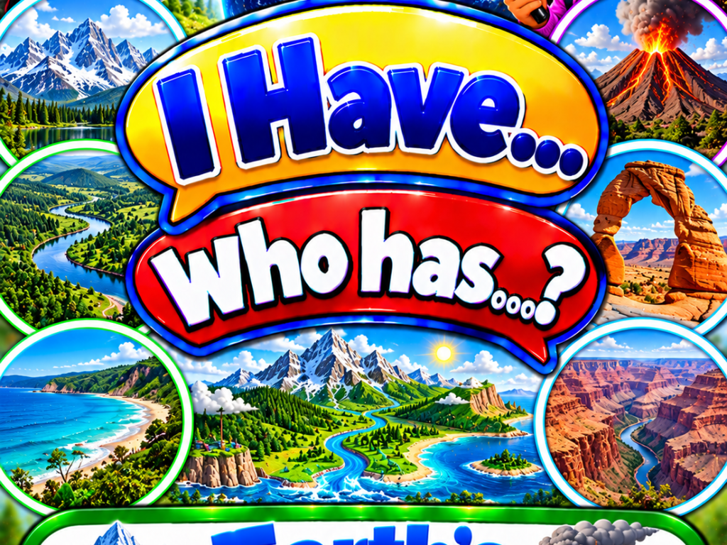 I Have... Who Has...? – Earth's Features | 4 Interactive Science Review Games – 100 Cards
