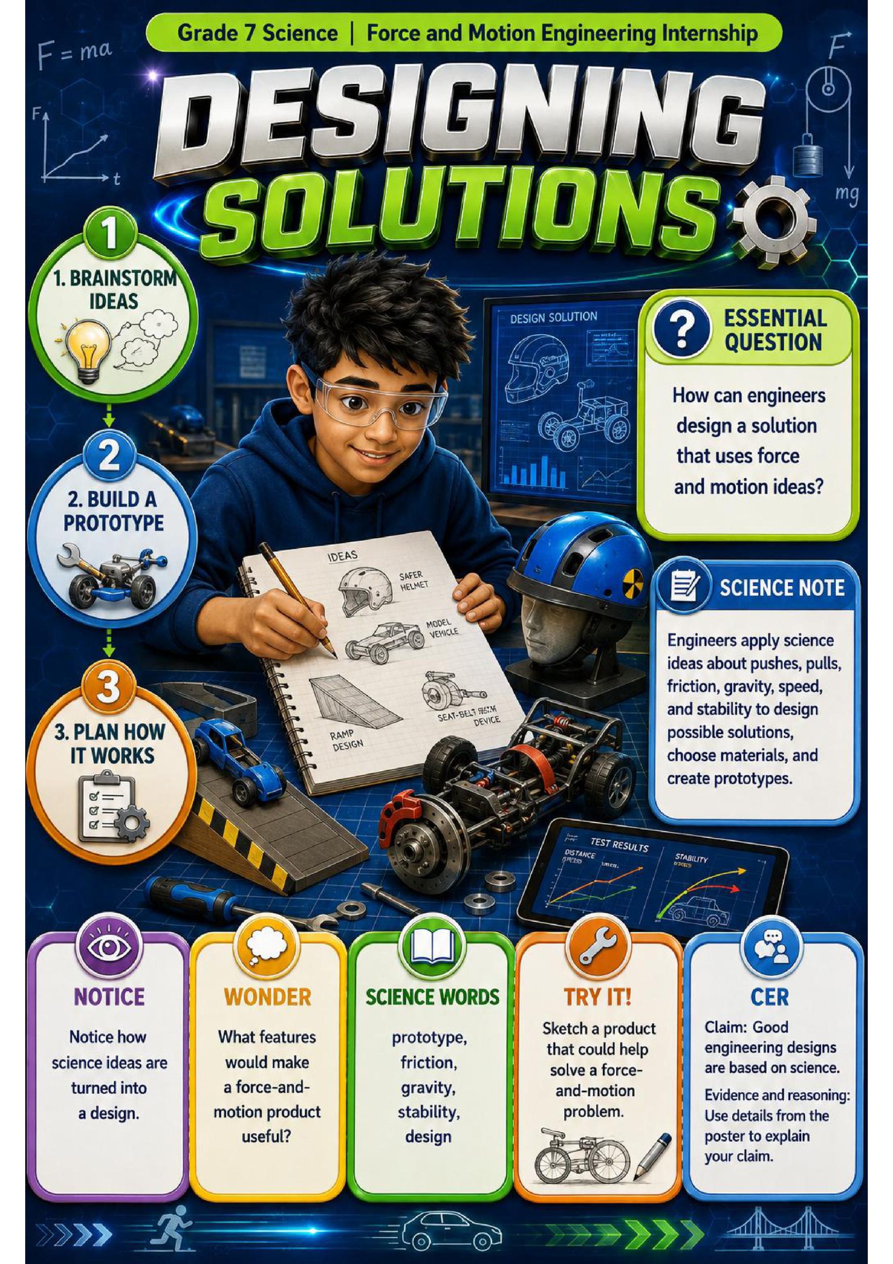 Force and Motion Engineering Internship Phenomena Poster Set