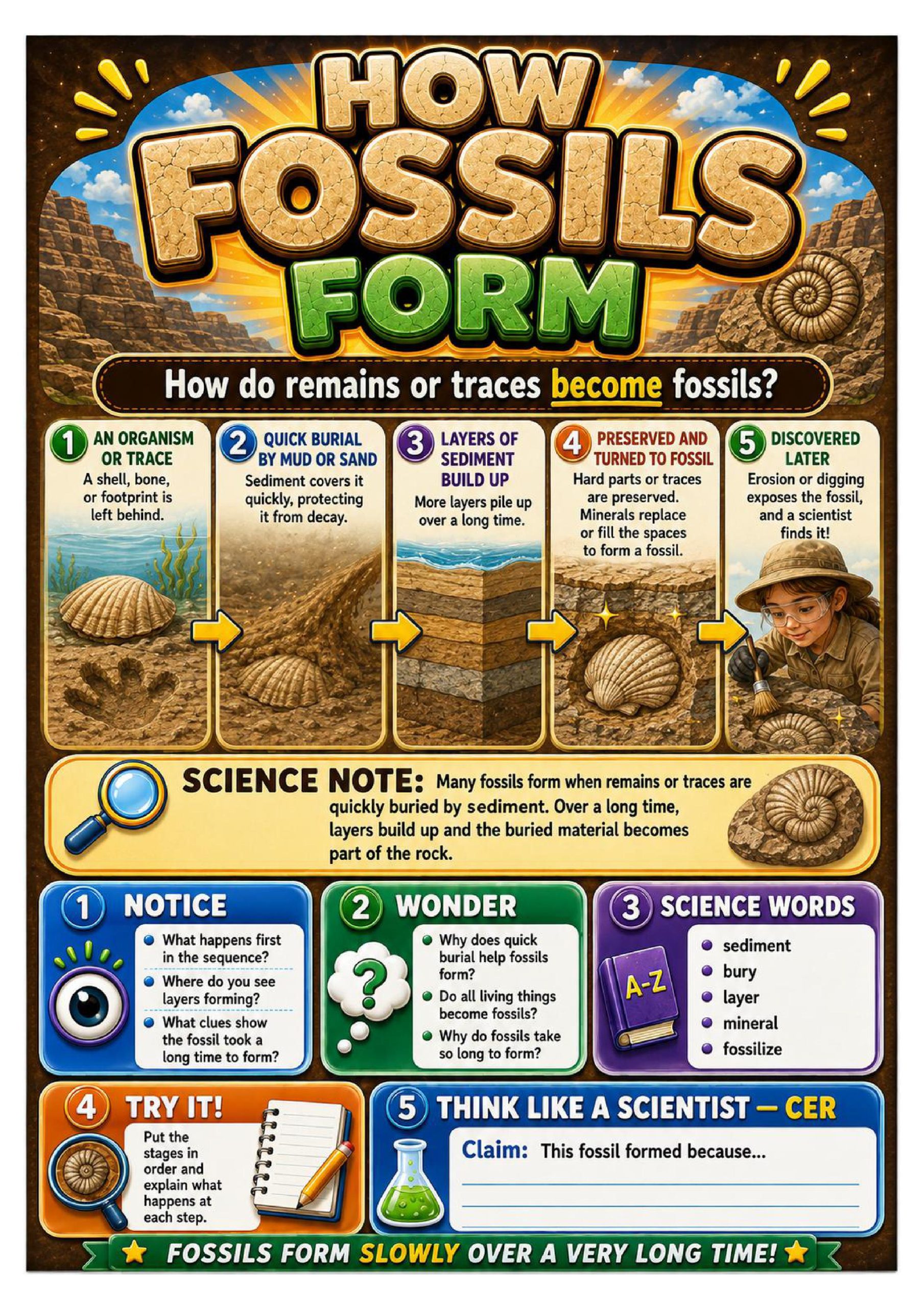 Fossils Science Concept Posters