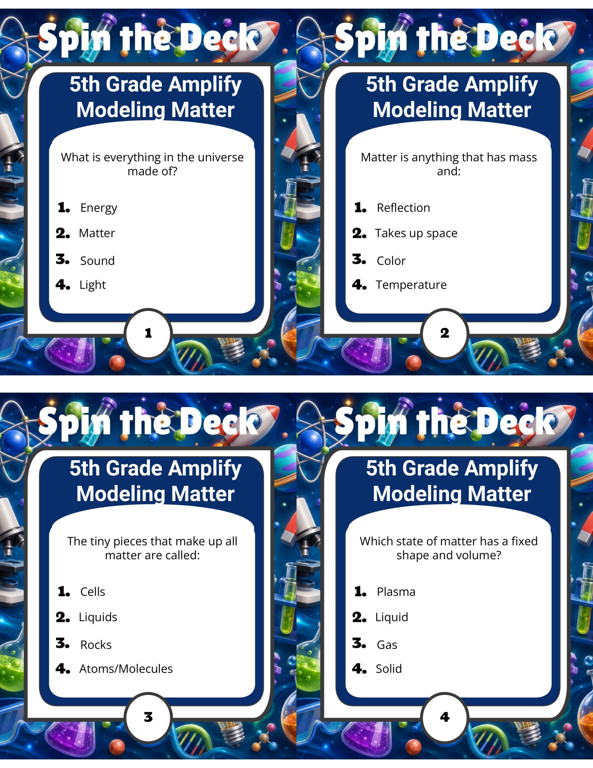Spin the Deck – Grade 5 Amplify Science: Modeling Matter