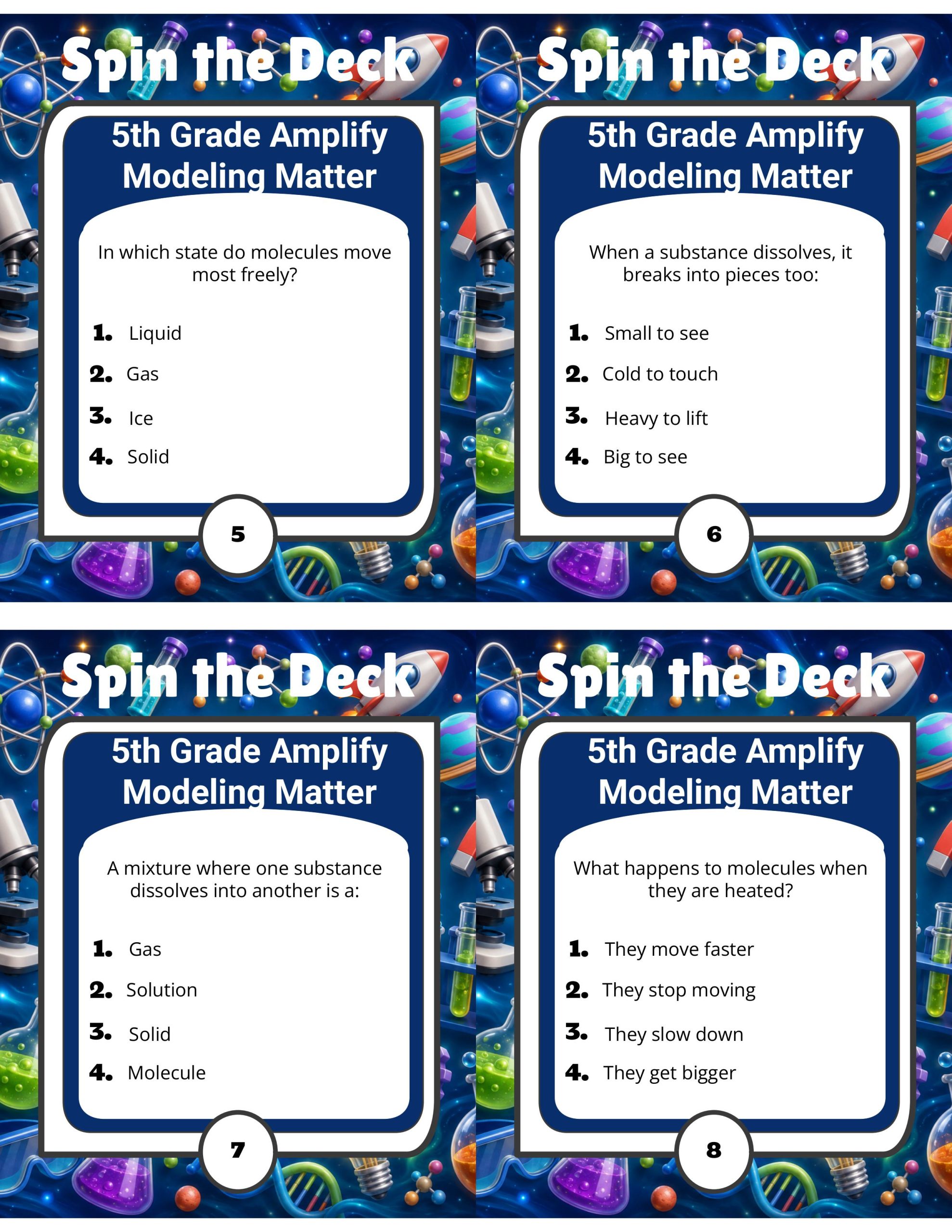 Spin the Deck – Grade 5 Amplify Science: Modeling Matter