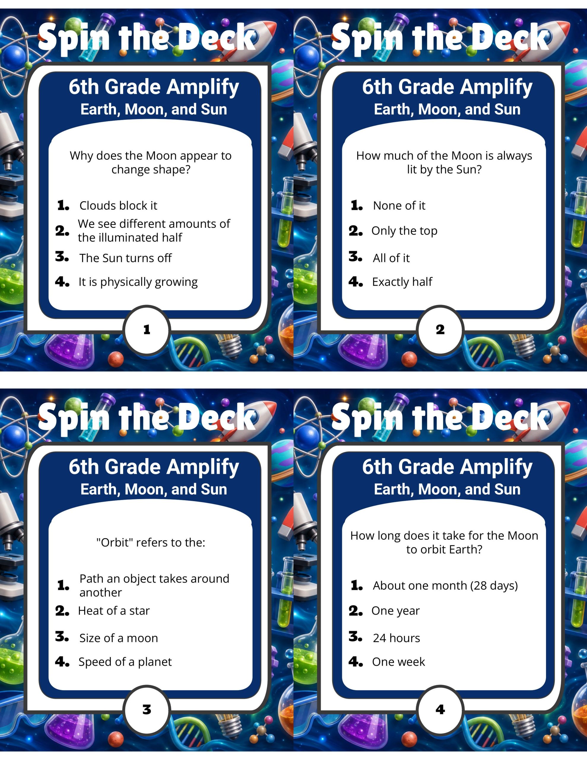 Spin the Deck – Grade 6 Amplify Science: Earth, Moon, and Sun
