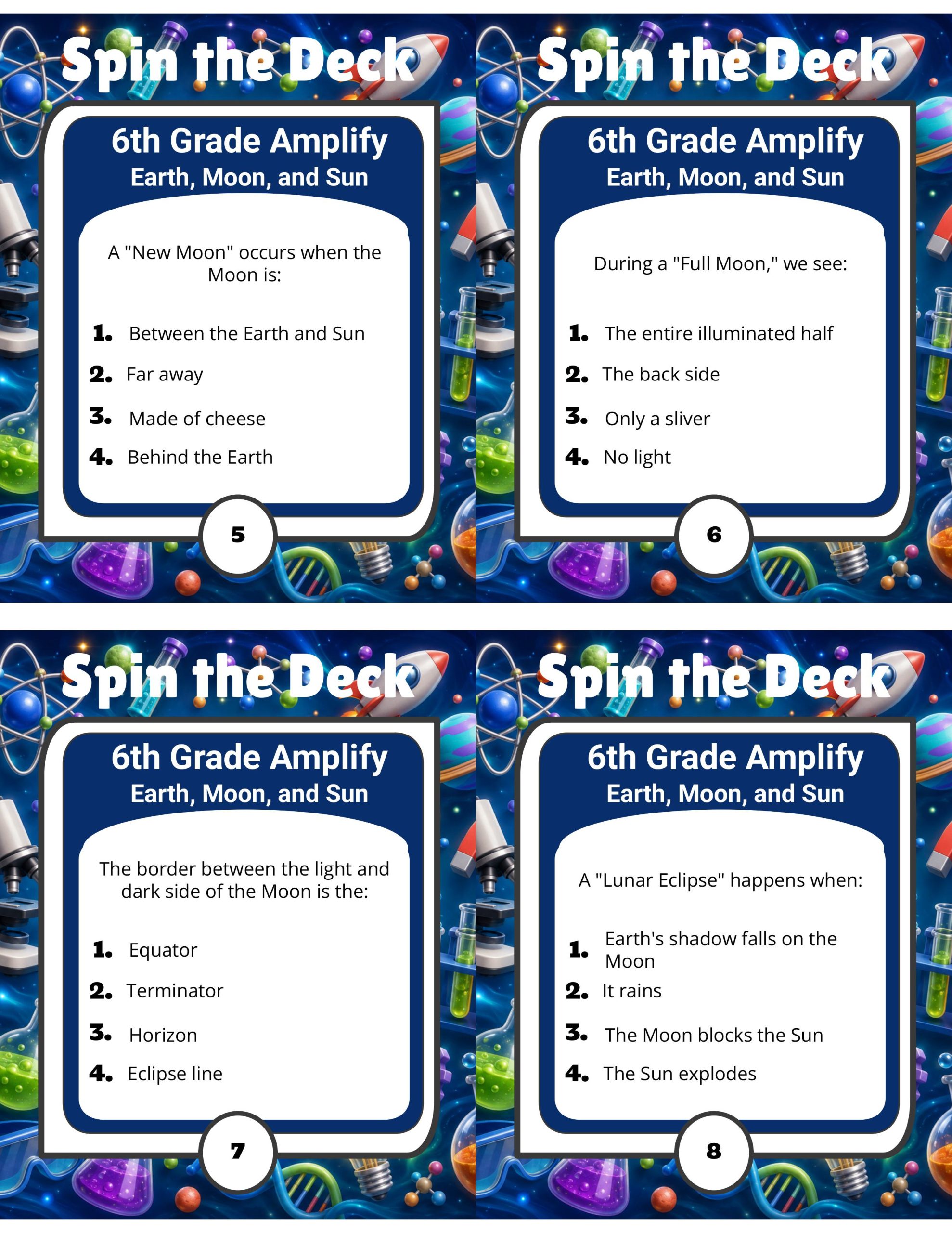 Spin the Deck – Grade 6 Amplify Science: Earth, Moon, and Sun