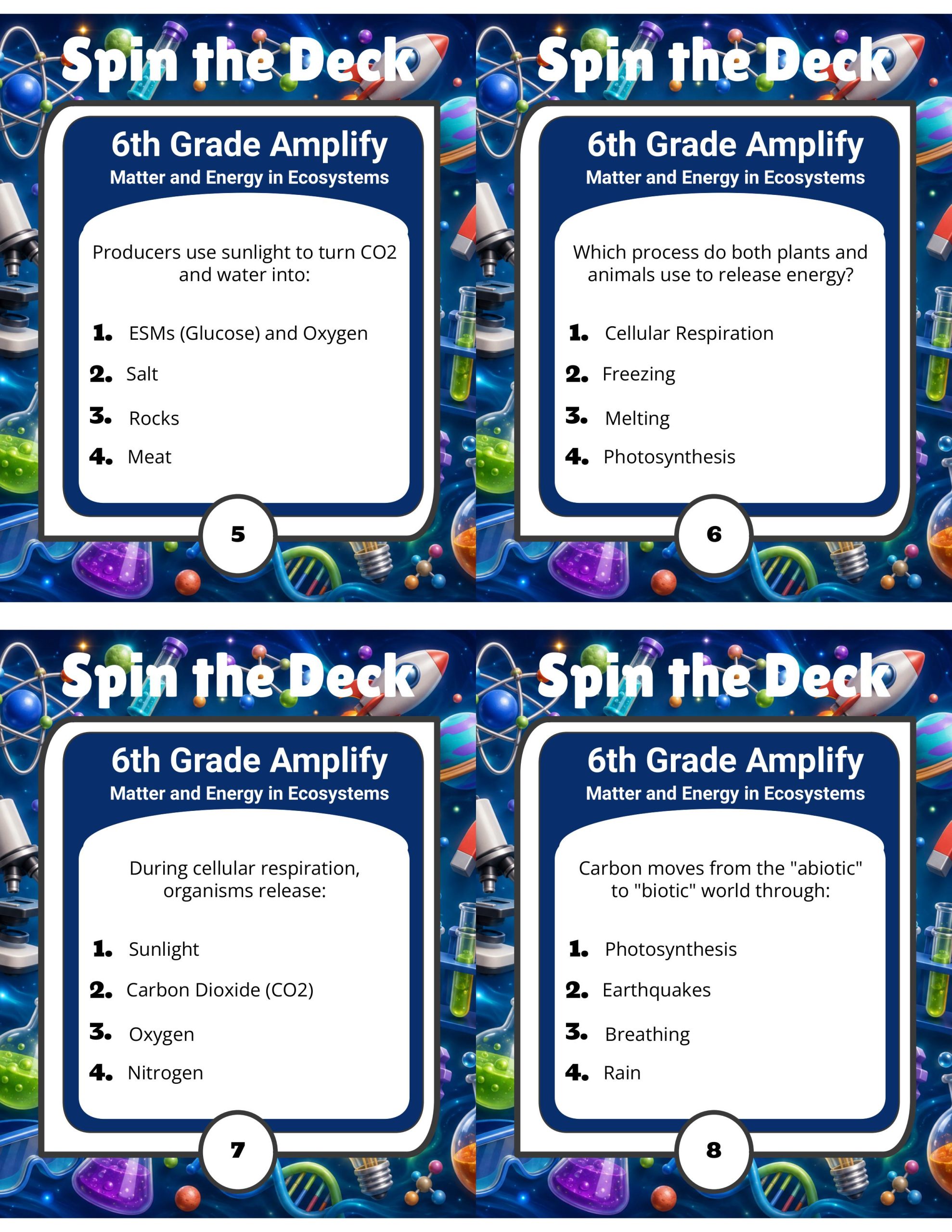 Spin the Deck – Grade 6 Amplify Science: Matter and Energy in Ecosystems