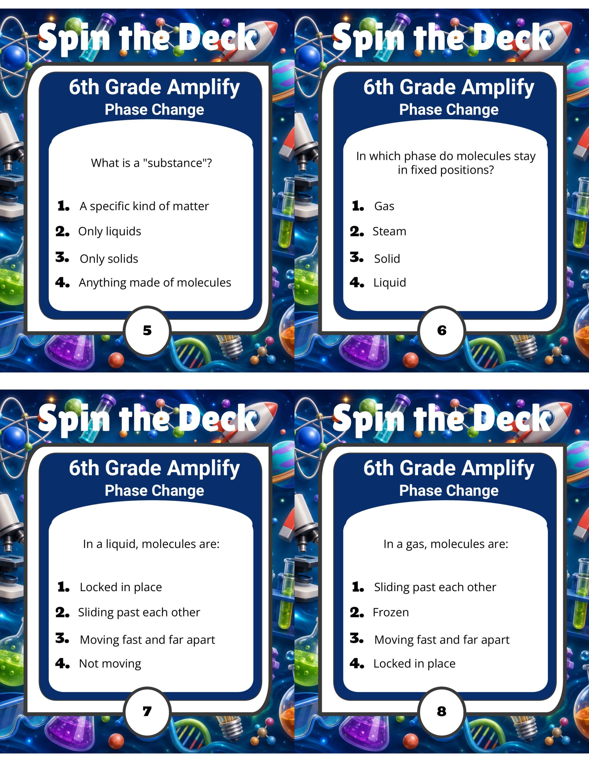 Spin the Deck – Grade 6 Amplify Science: Phase Change