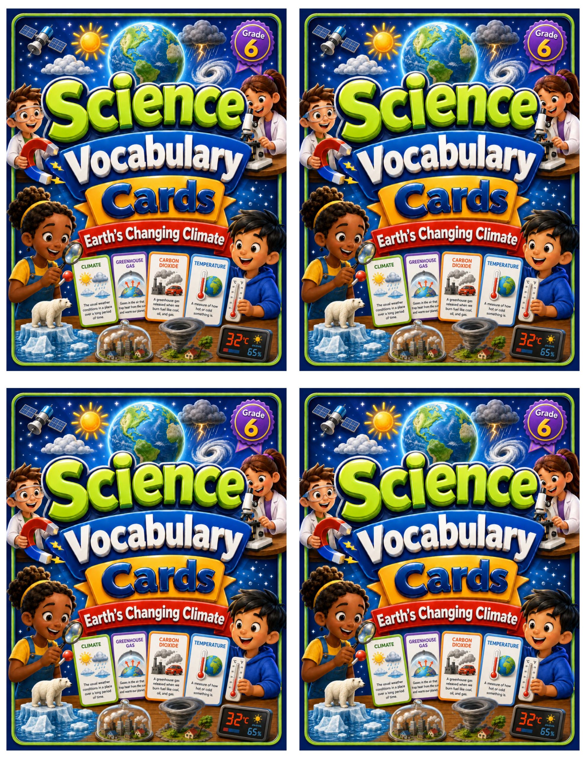 Grade 6 Science Vocabulary Cards | Earth’s Changing Climate | Climate Change & Greenhouse Effect