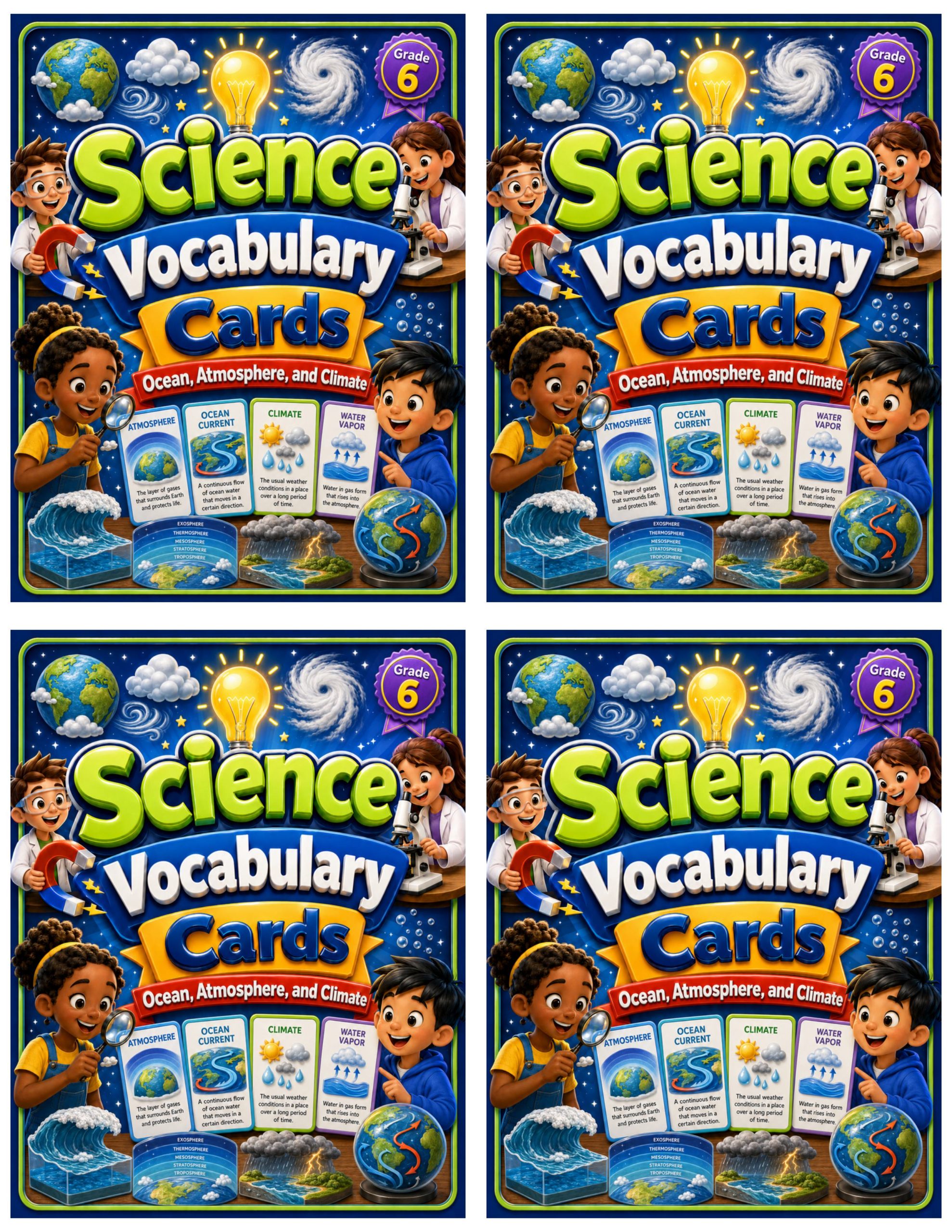 Grade 6 Science Vocabulary Cards | Ocean, Atmosphere, and Climate | Currents & Energy Transfer