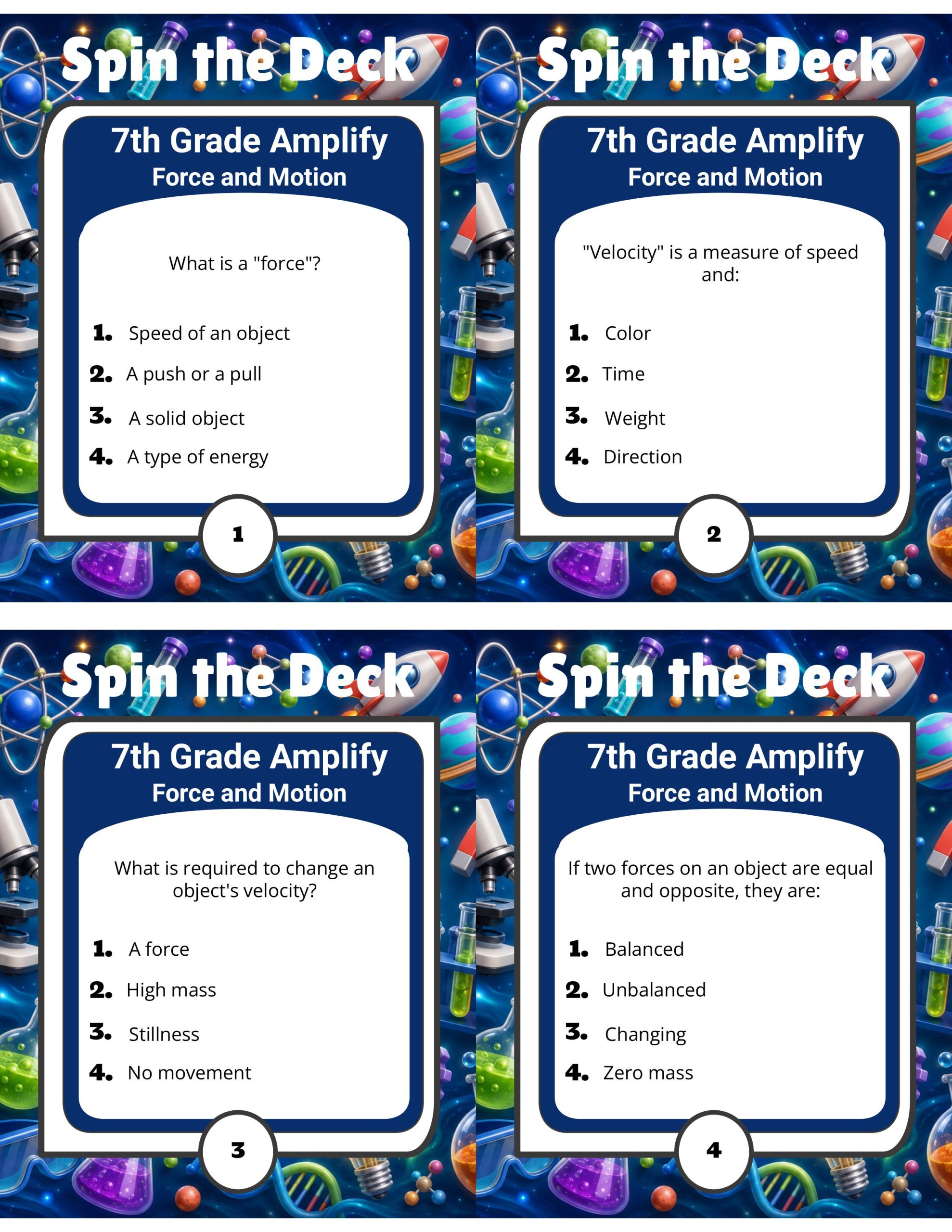 Spin the Deck – Grade 7 Amplify Science: Force and Motion