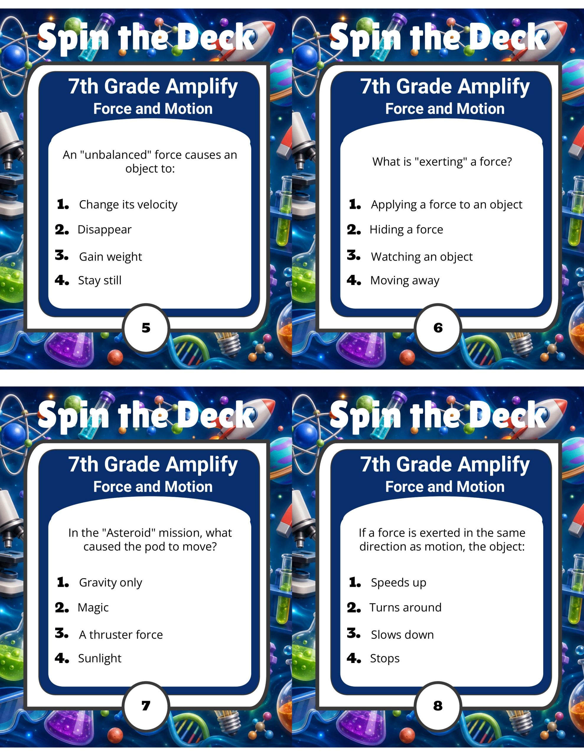 Spin the Deck – Grade 7 Amplify Science: Force and Motion