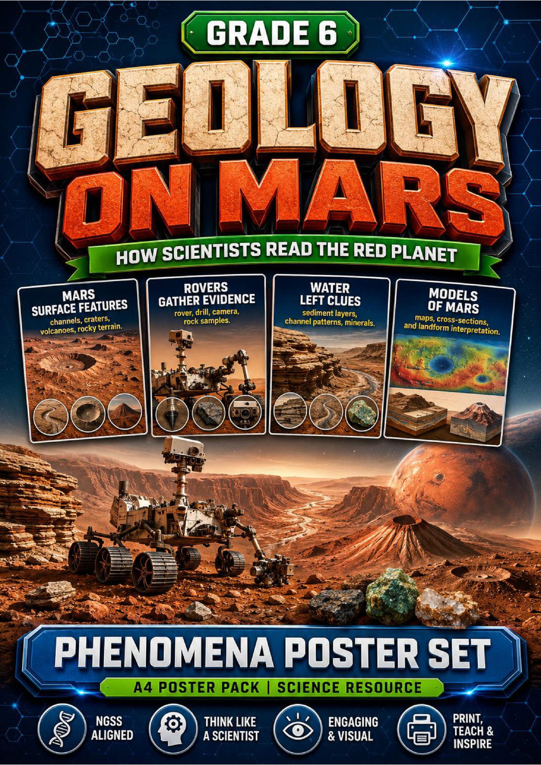 Geology on Mars Phenomena Poster Set cover