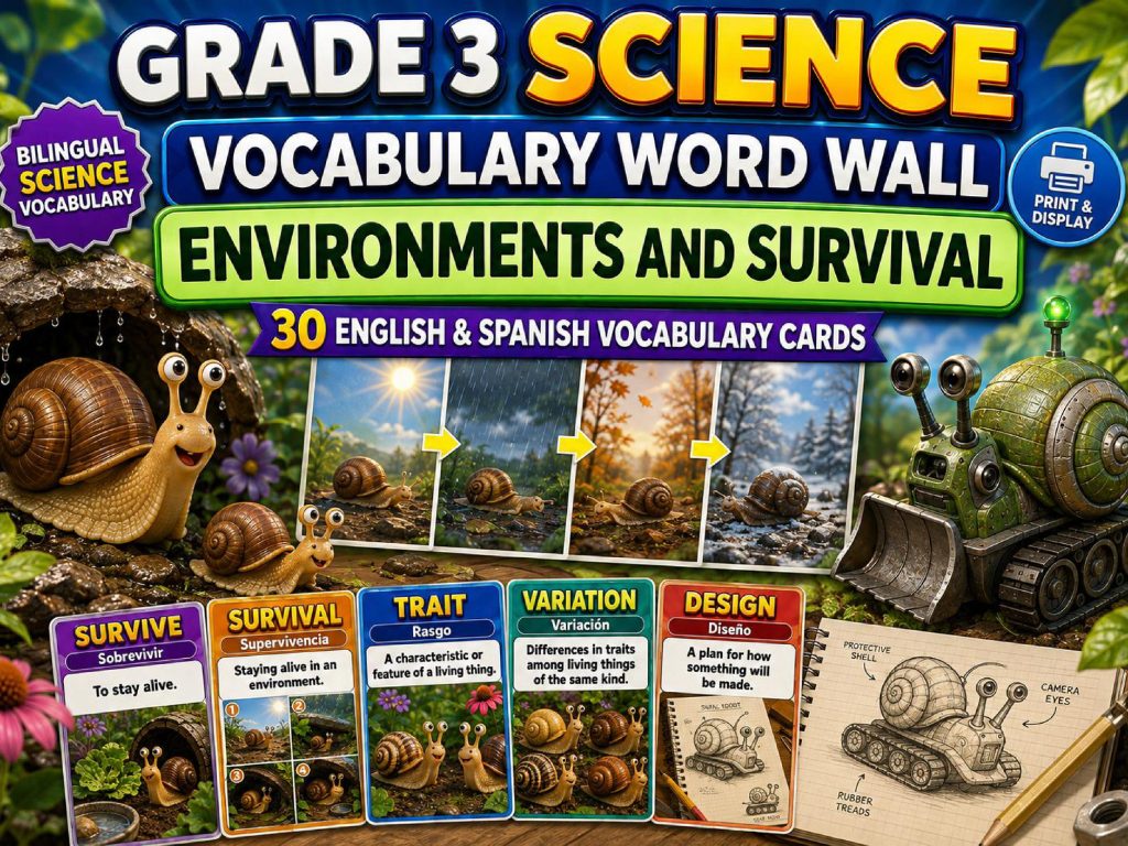 Grade 3 Science Environments and Survival Word Wall