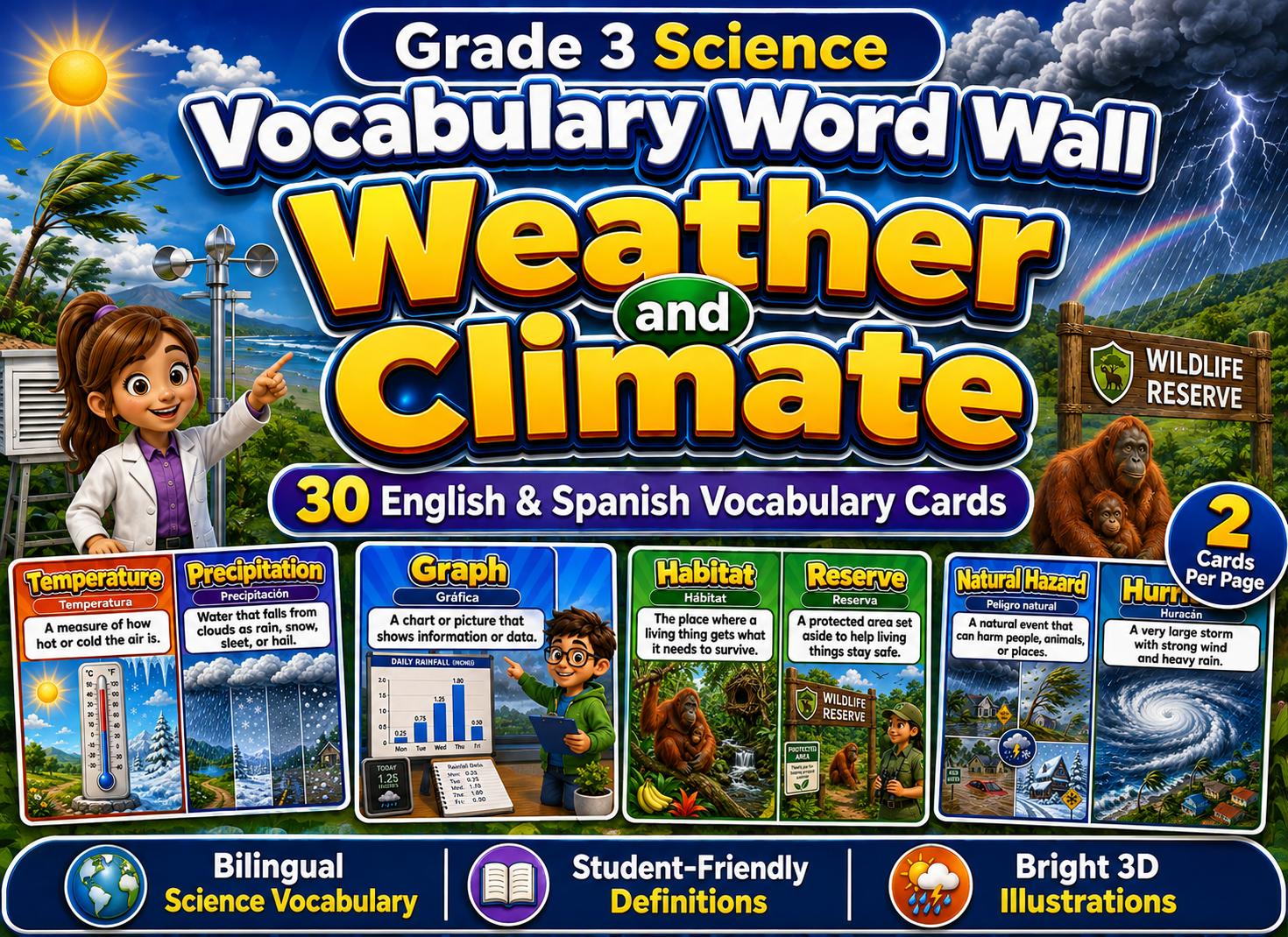 Grade 3 Science Weather and Climate Word Wall cover