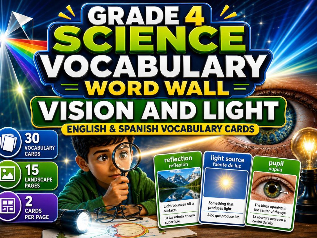 Grade 4 Science Vision and Light Word Wall