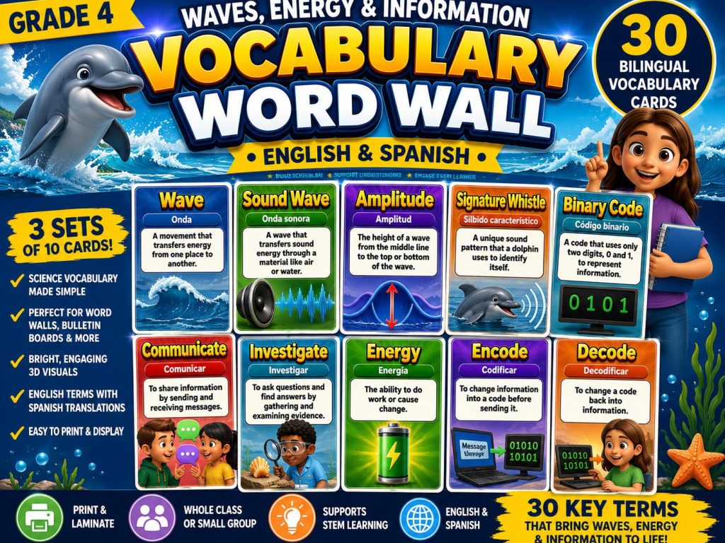 Grade 4 Science Waves, Energy, and Information Word Wall