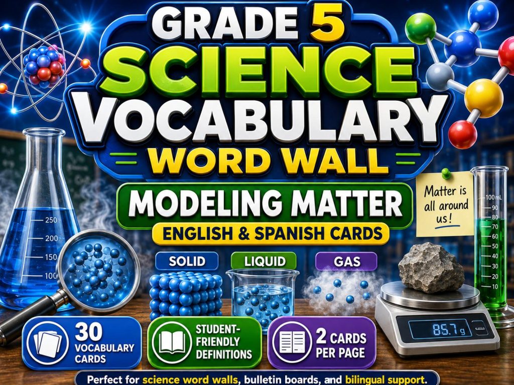 Grade 5 Science Modeling Matter Word Wall