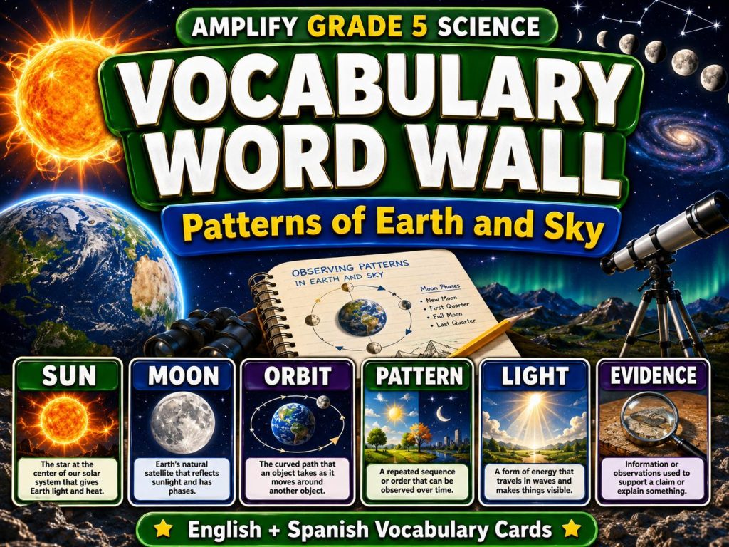 Grade 5 Science Patterns of Earth and Sky Word Wall