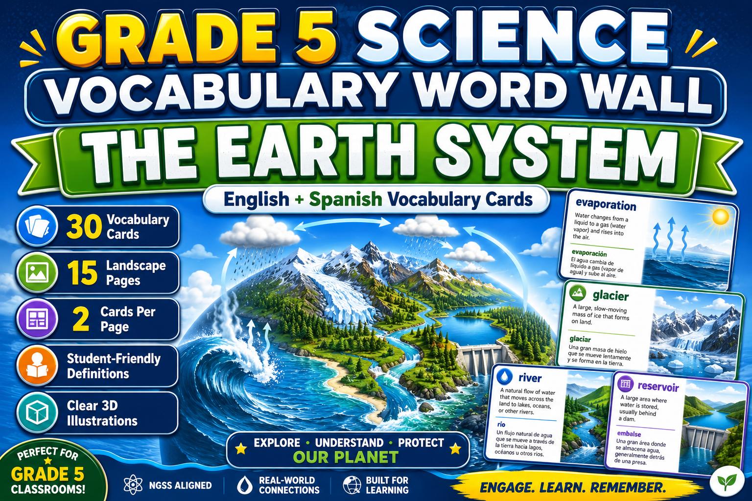 Grade 5 Science The Earth System Word Wall cover