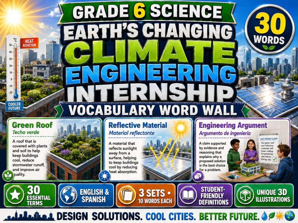 Grade 6 Science Earth's Changing Climate Engineering Internship Word Wall