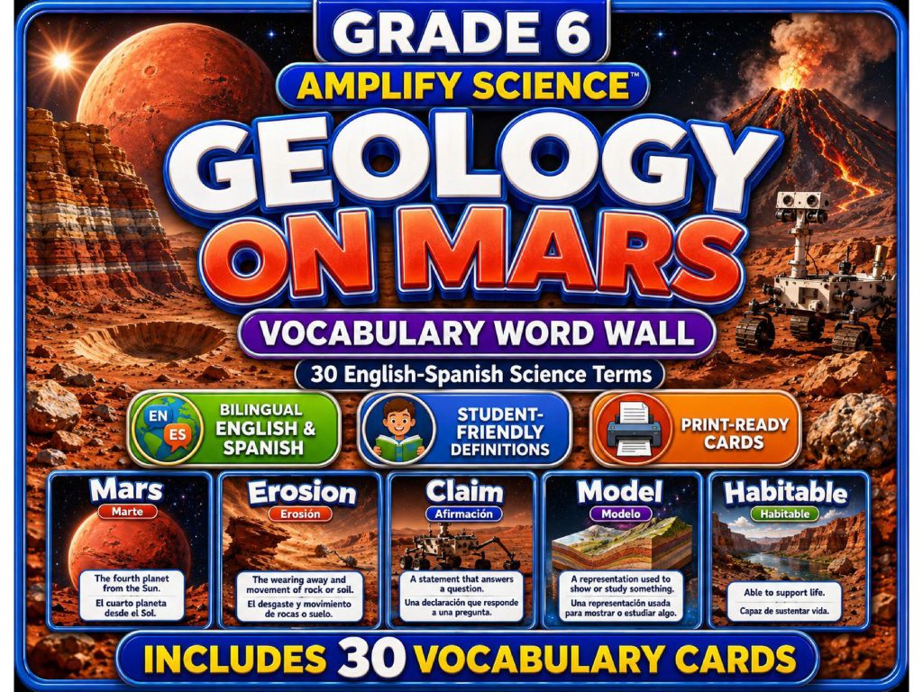 Grade 6 Science Geology on Mars Word Wall