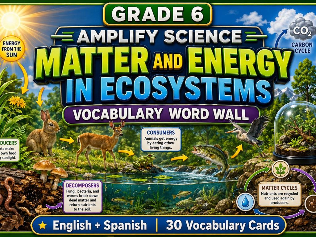 Grade 6 Science Matter and Energy in Ecosystems Word Wall
