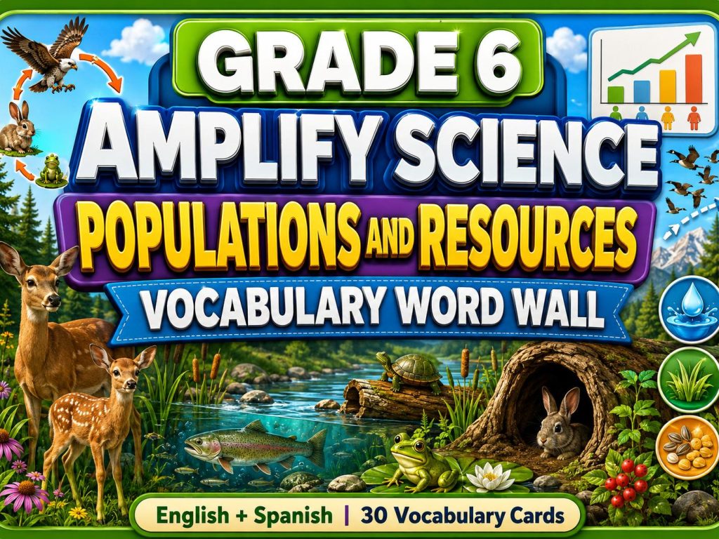 Grade 6 Science Populations and Resources Word Wall
