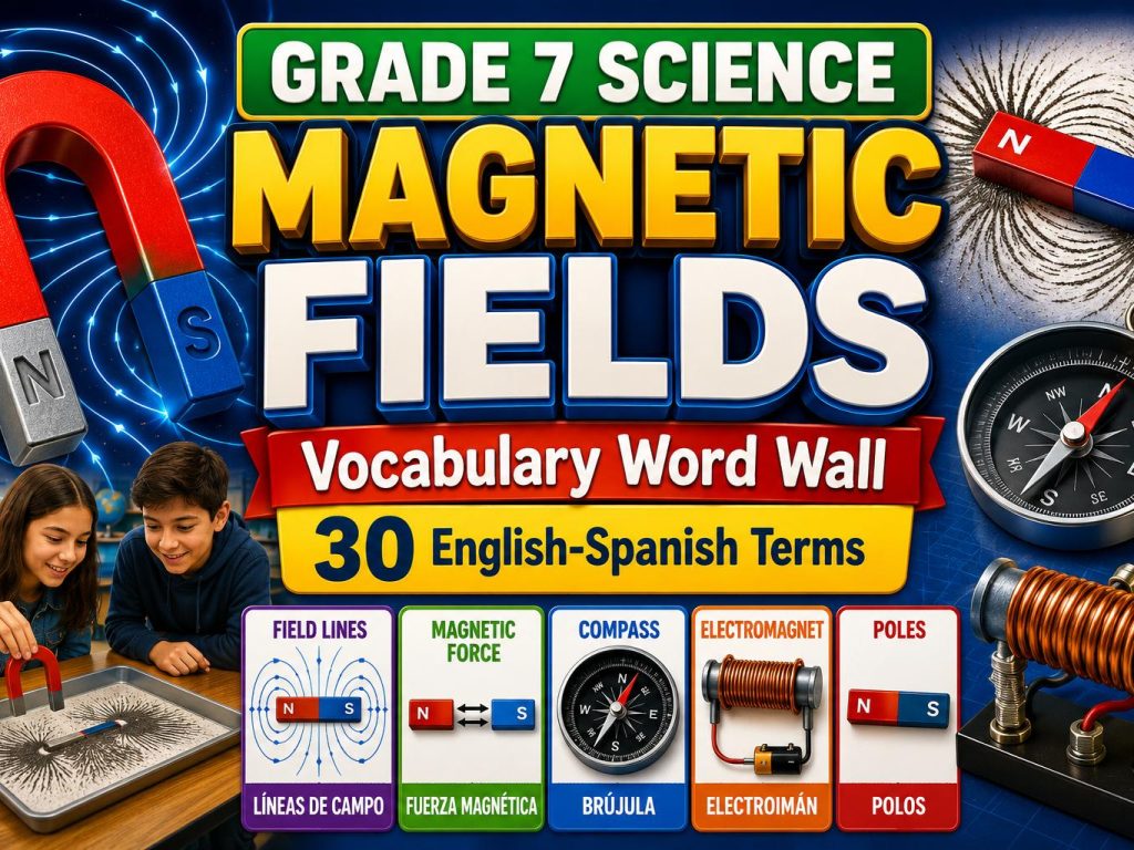 Grade 7 Science Magnetic Fields Word Wall