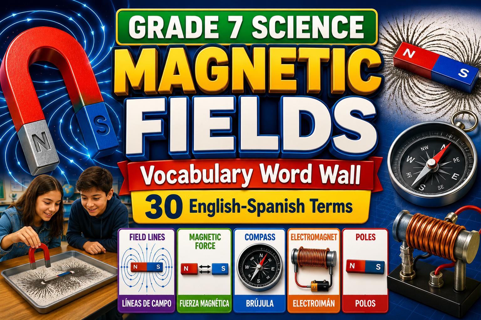 Grade 7 Science Magnetic Fields Word Wall cover